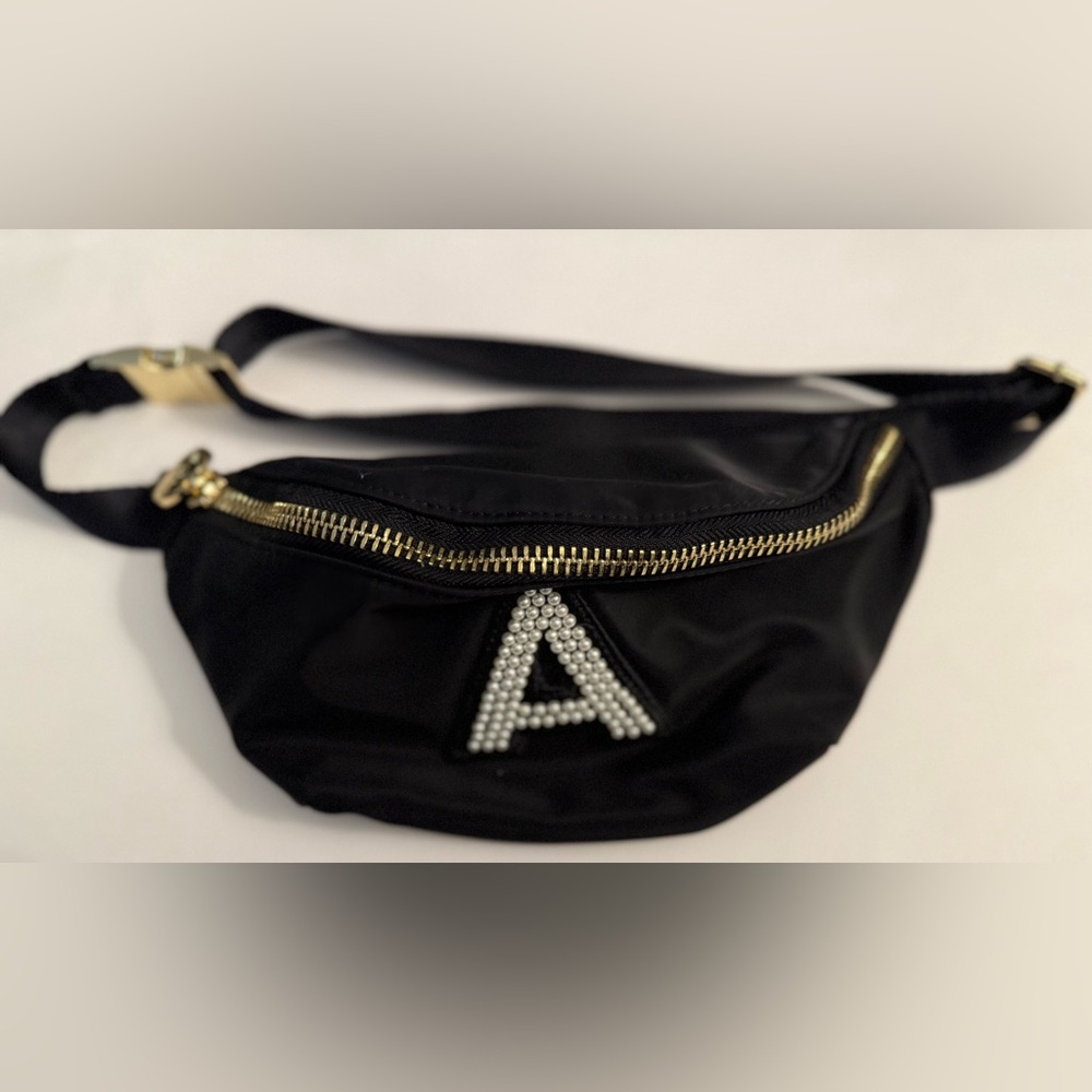 Stoney Clover Lane Black Crossbody Bag with Gold Accents
